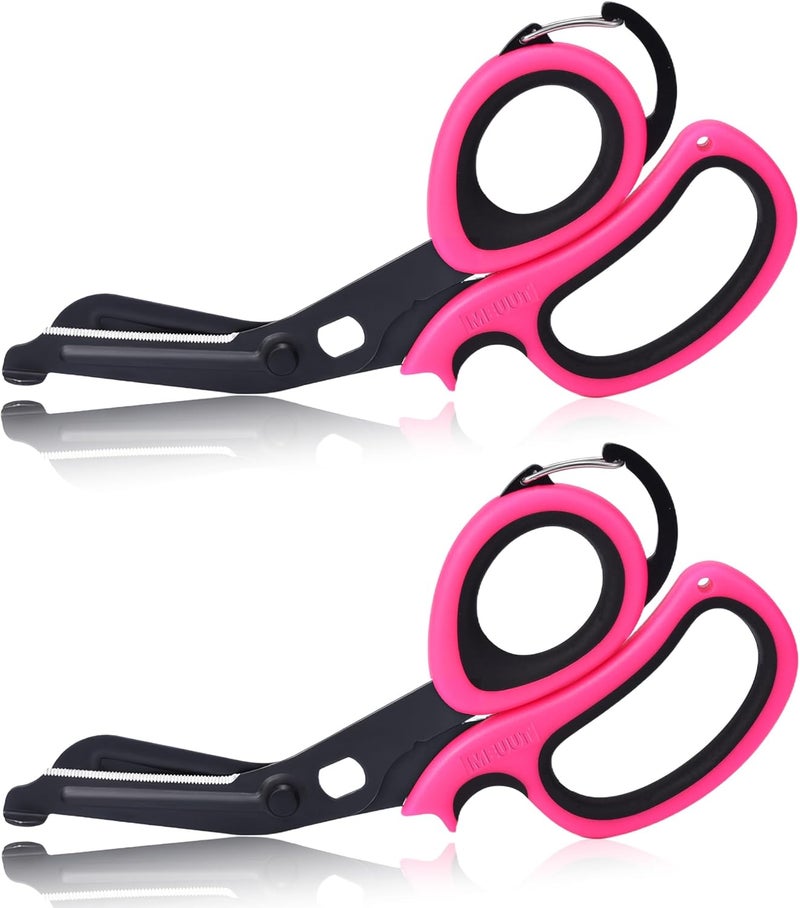 MEUUT 2 Pack Medical Scissors Trauma Shears with Carabiner design for left and right hand, 7.5" Fluoride Coated Non-stick Blades Bandage Scissor for Nurses, EMT, Household, outdoors - Image 1